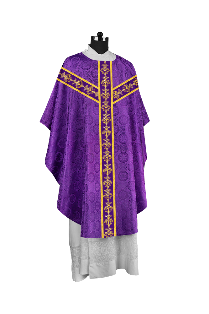Priest Chasuble Vestment with Liturgical Embroidered Motif