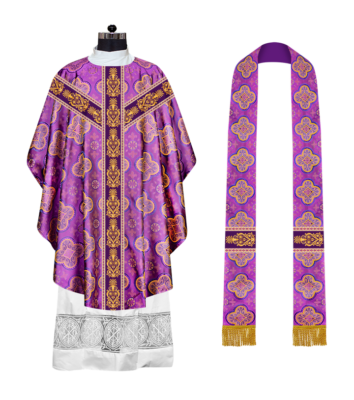 GOTHIC CHASUBLE VESTMENTS WITH ORNATE BRAIDS AND TRIMS