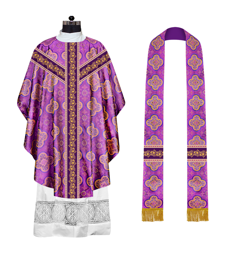 EMBROIDERED GOTHIC CHASUBLE ADORNED WITH GRAPES DESIGN