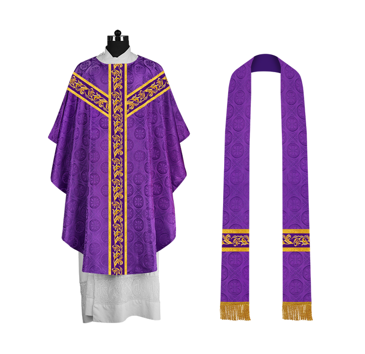 Liturgical Chasuble Vestment with Spiritual Motif Embroidery