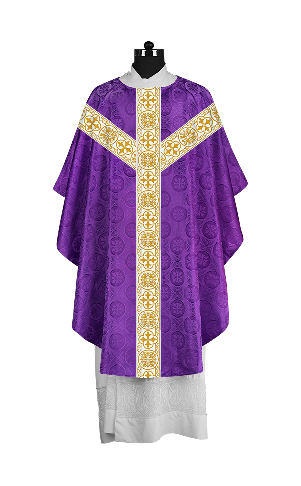 Priest Chasuble with Classic Braided Orphrey and Trims