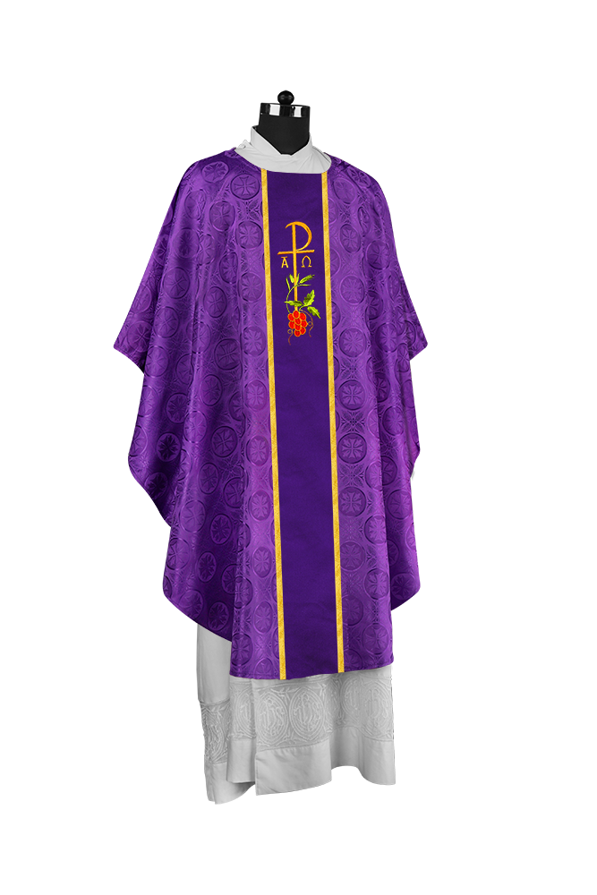 Gothic Chasuble with Elegant Embroidered Liturgical Motif
