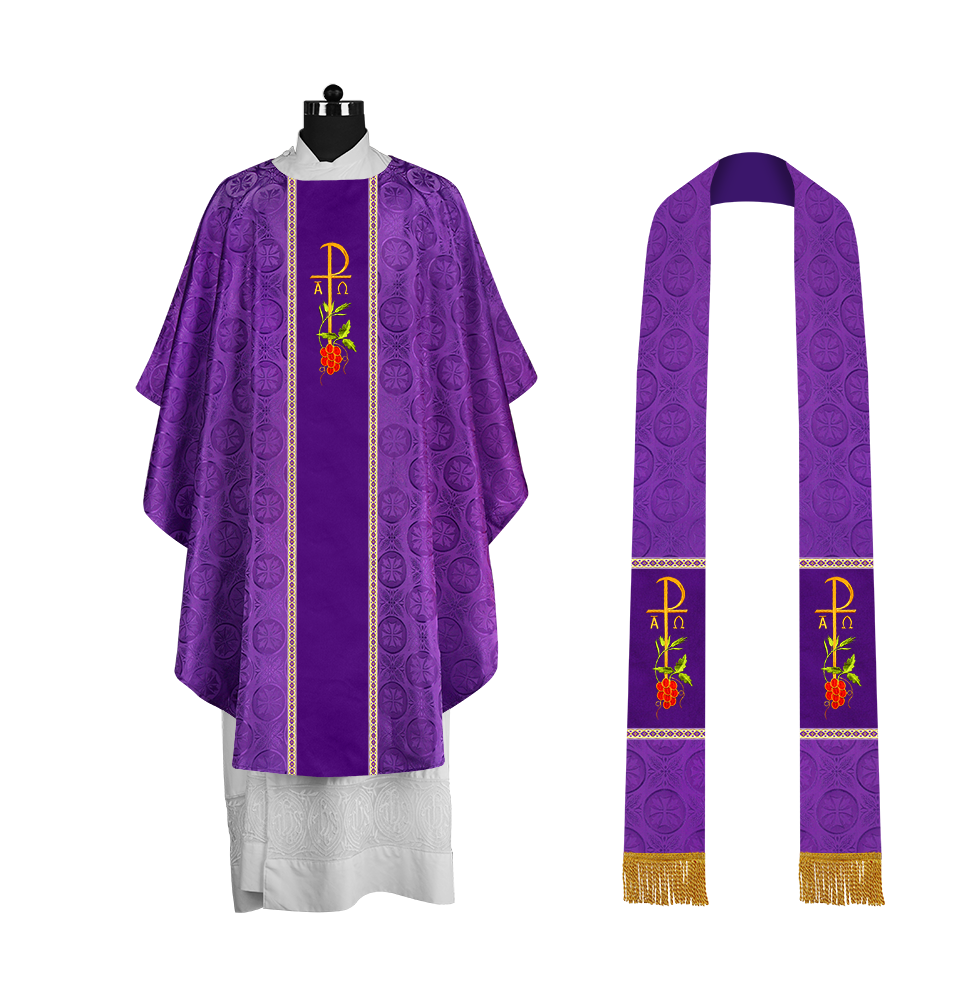 Premium Gothic Chasuble Adorned with Embroidered Motif