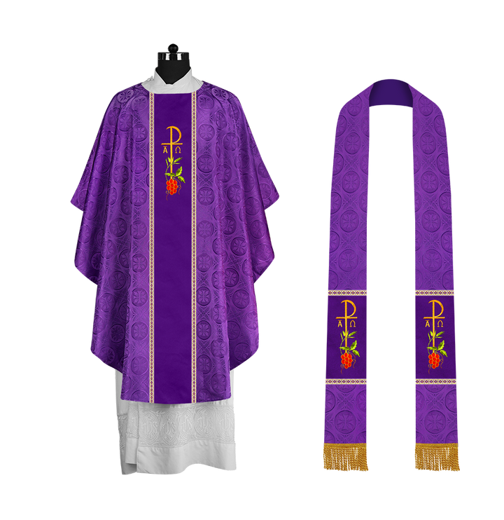Premium Gothic Chasuble Adorned with Embroidered Motif