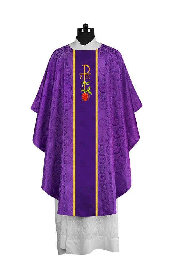 Gothic Chasuble with Elegant Embroidered Liturgical Motif