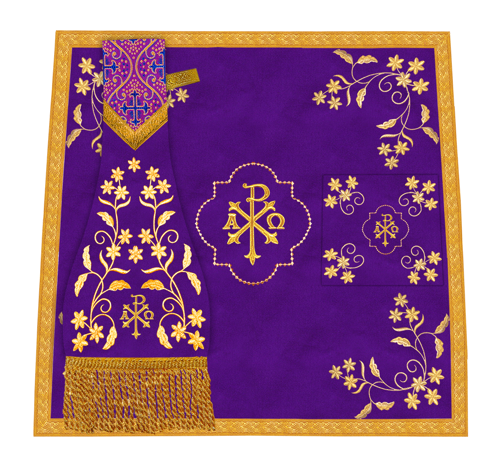 Beautiful mass set with golden embroidery - Floral collection