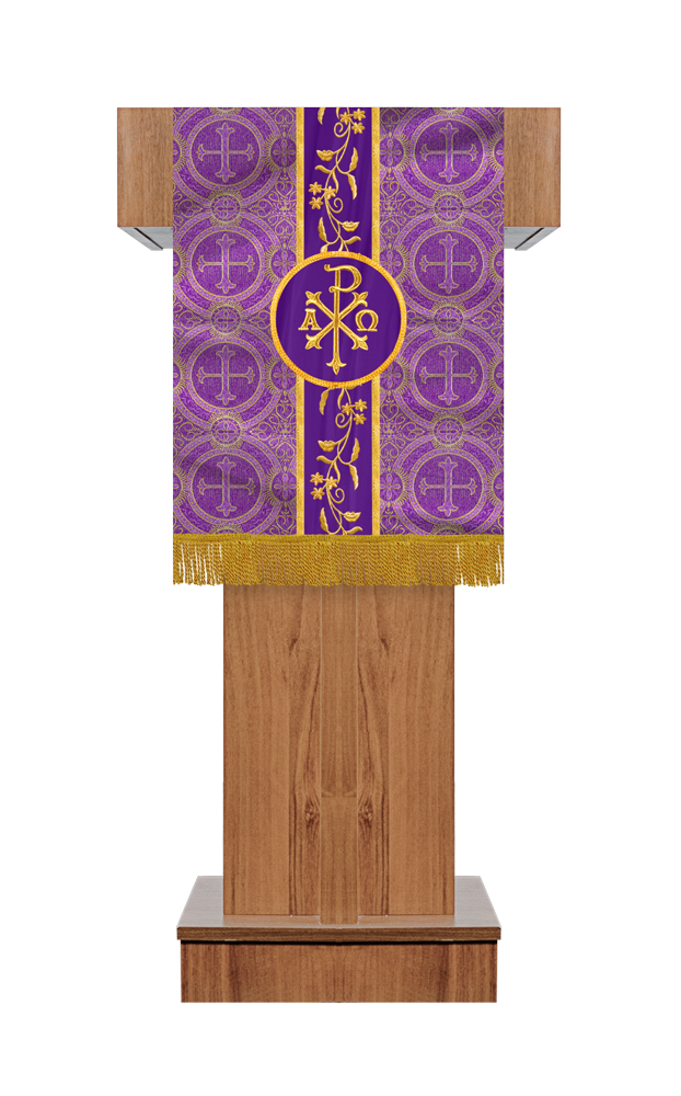 PULPIT/LECTERN WITH ADORNED FLORAL TRIM