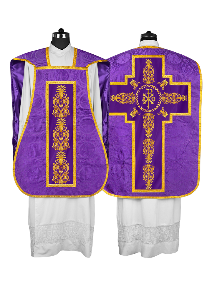 Elegant Roman Fiddleback Chasuble Vestment - Victoria Collection