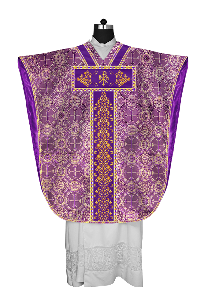 BORROMEAN CHASUBLE VESTMENT WITH BRAIDED ORPHREY AND TRIMS