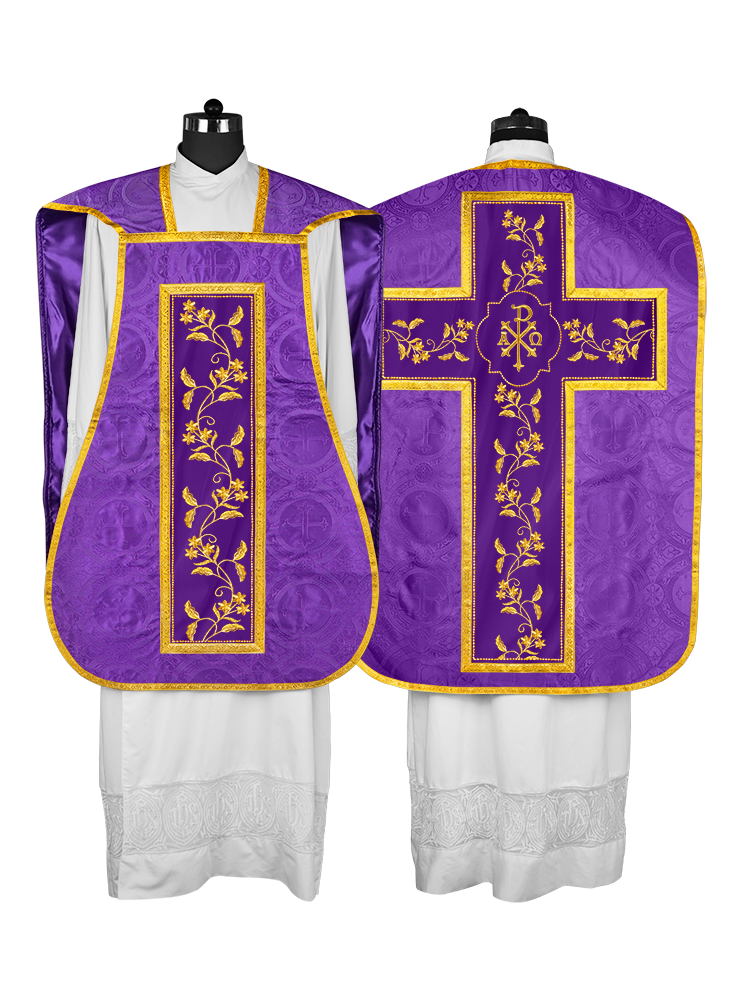 Elegant Roman chasuble vestment - Floral collection