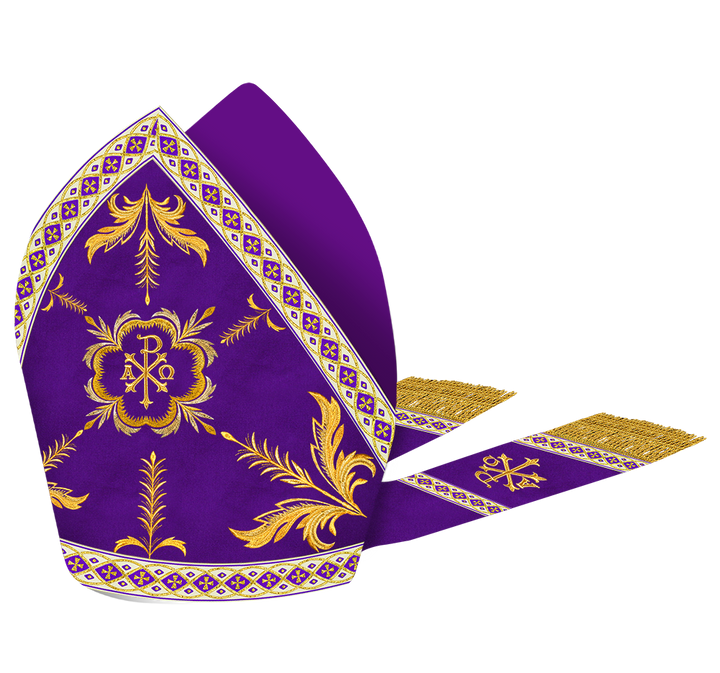 Mitre with Adorned Embroidery Motif and Trims