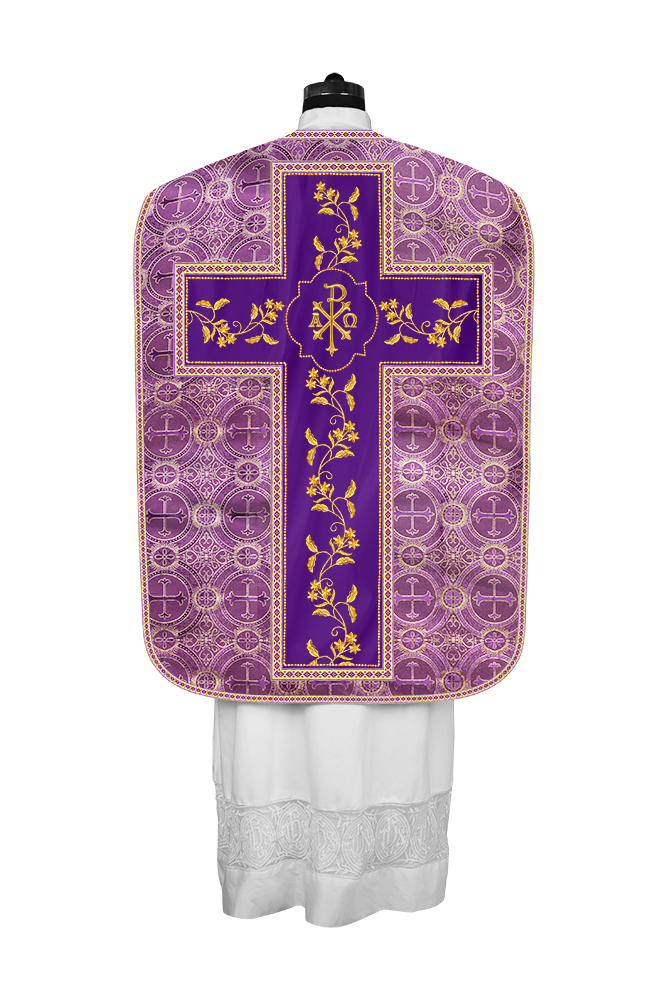 Roman Chasuble vestment with Floral Design and Trims