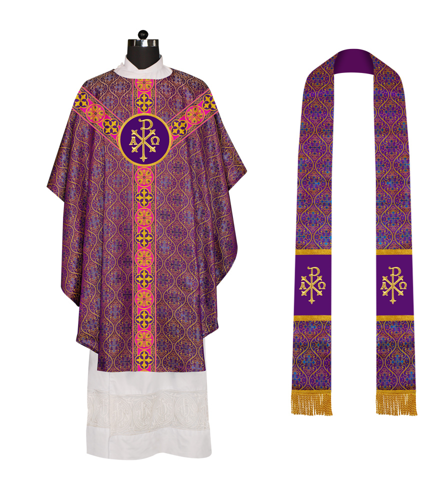 Gothic Chasuble vestment with Braided Trims and Spiritual Motif
