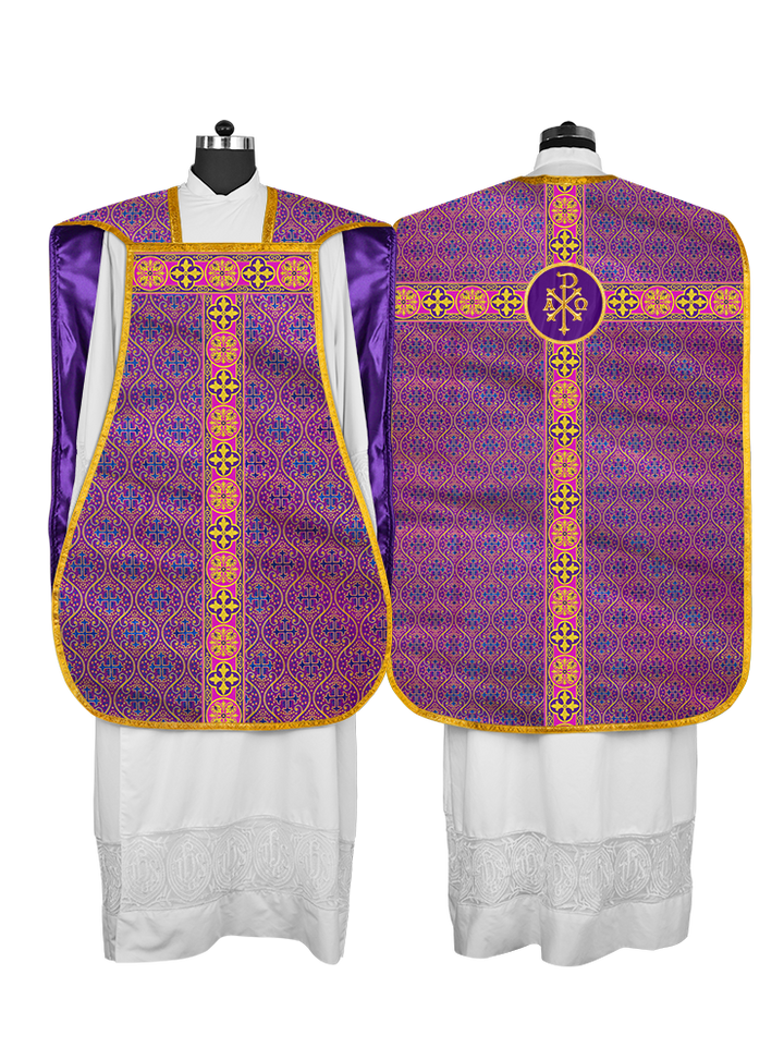 Roman Fiddleback Vestment with Motifs and Braided Trims