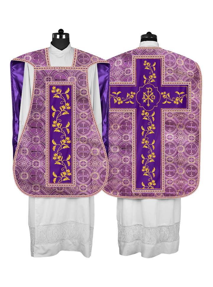 Roman Chasuble vestment with Floral Design and Trims