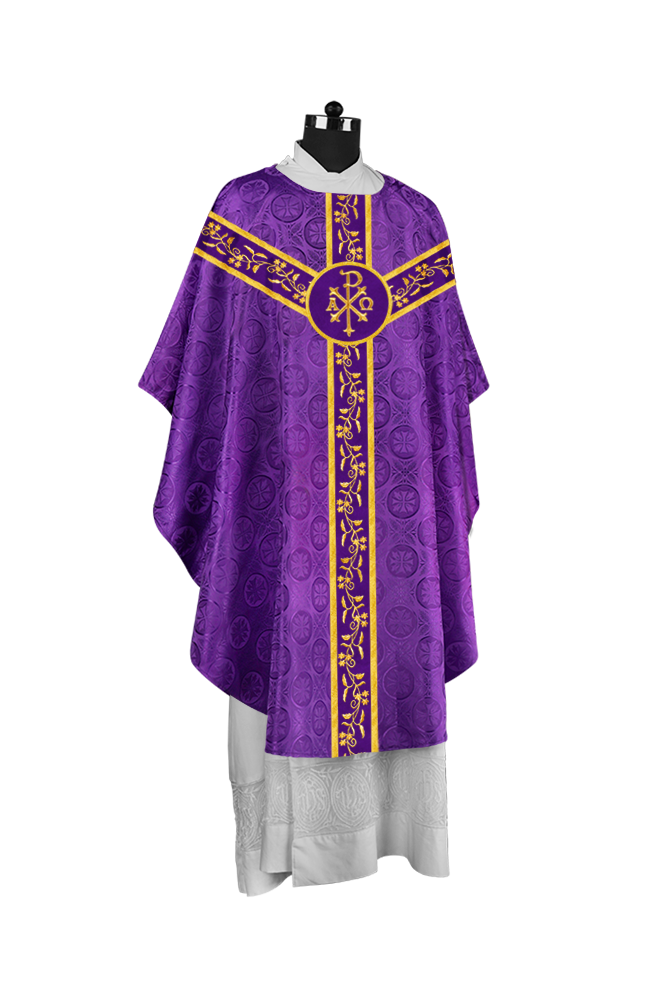 Gothic Chasuble with Embroidered Orphrey and Motifs