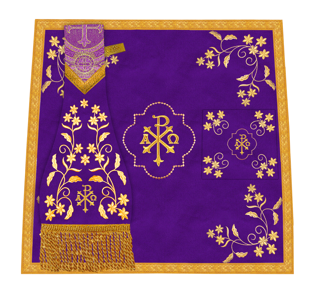 Beautiful mass set with golden embroidery - Floral collection