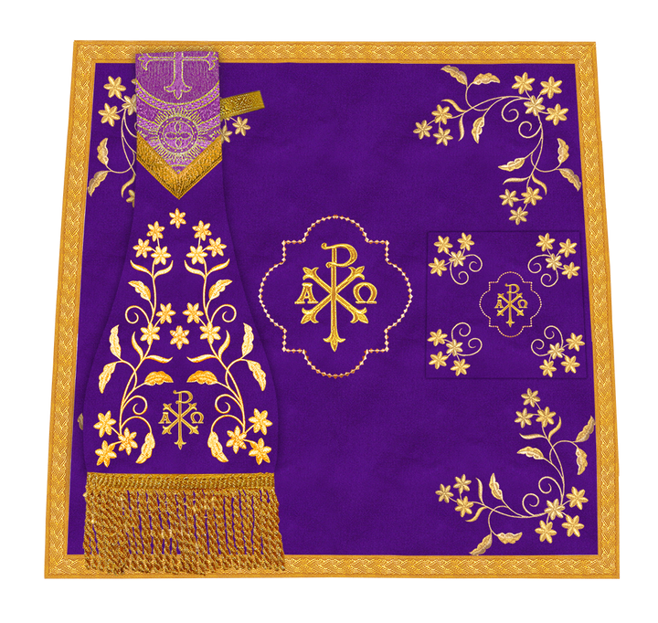 Beautiful mass set with golden embroidery - Floral collection