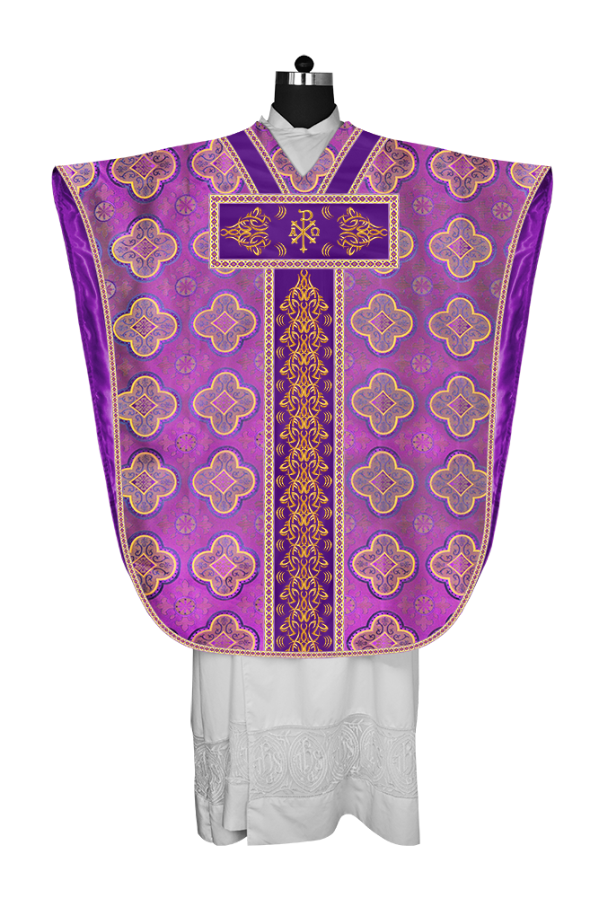 BORROMEAN CHASUBLE VESTMENT WITH BRAIDED ORPHREY AND TRIMS