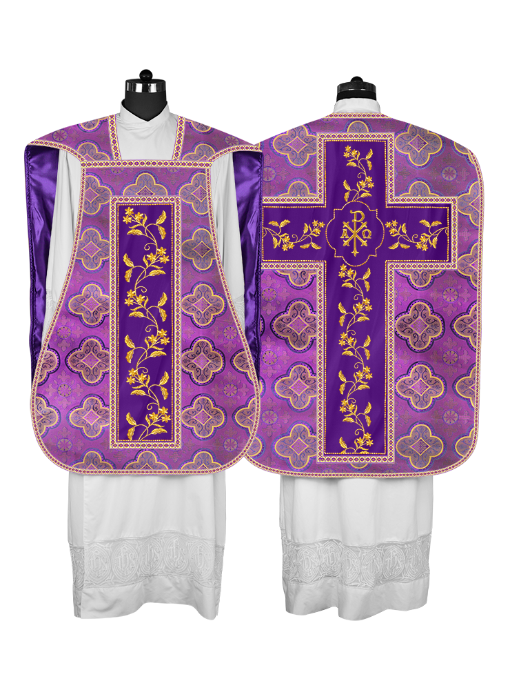Roman Chasuble vestment with Floral Design and Trims