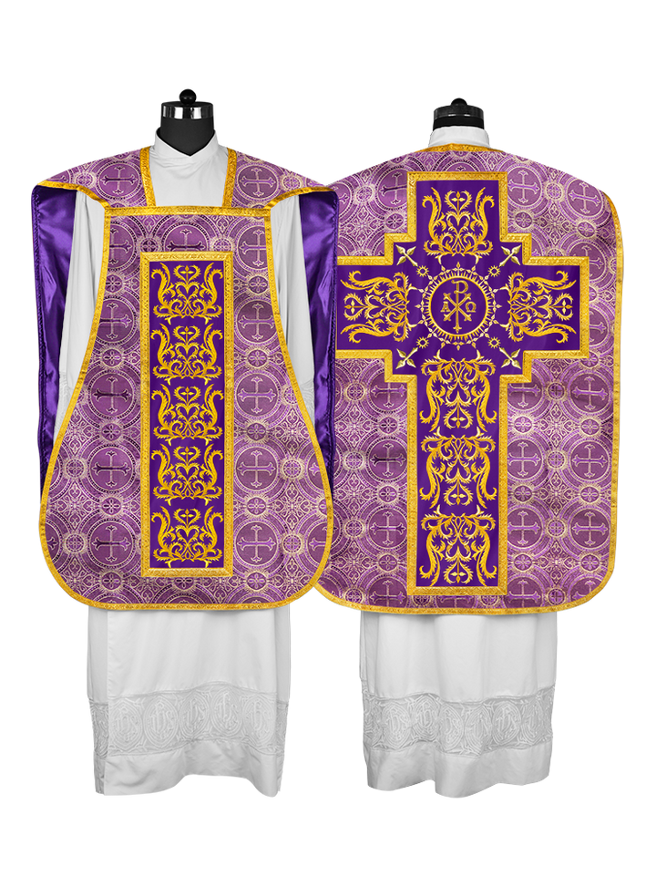 Fiddleback vestment with golden orphrey - Spiritus Collection