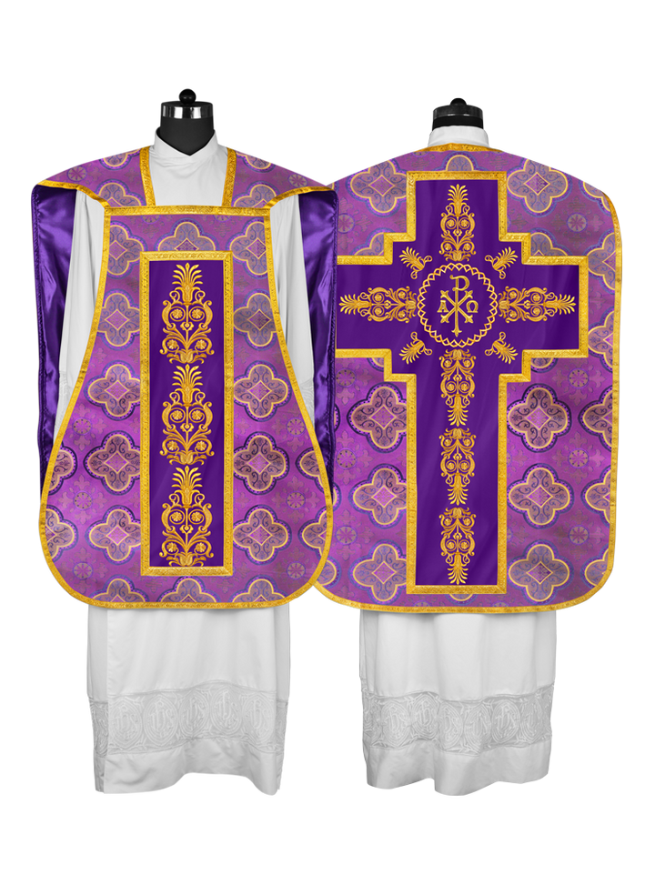 Elegant Roman Fiddleback Chasuble Vestment - Victoria Collection