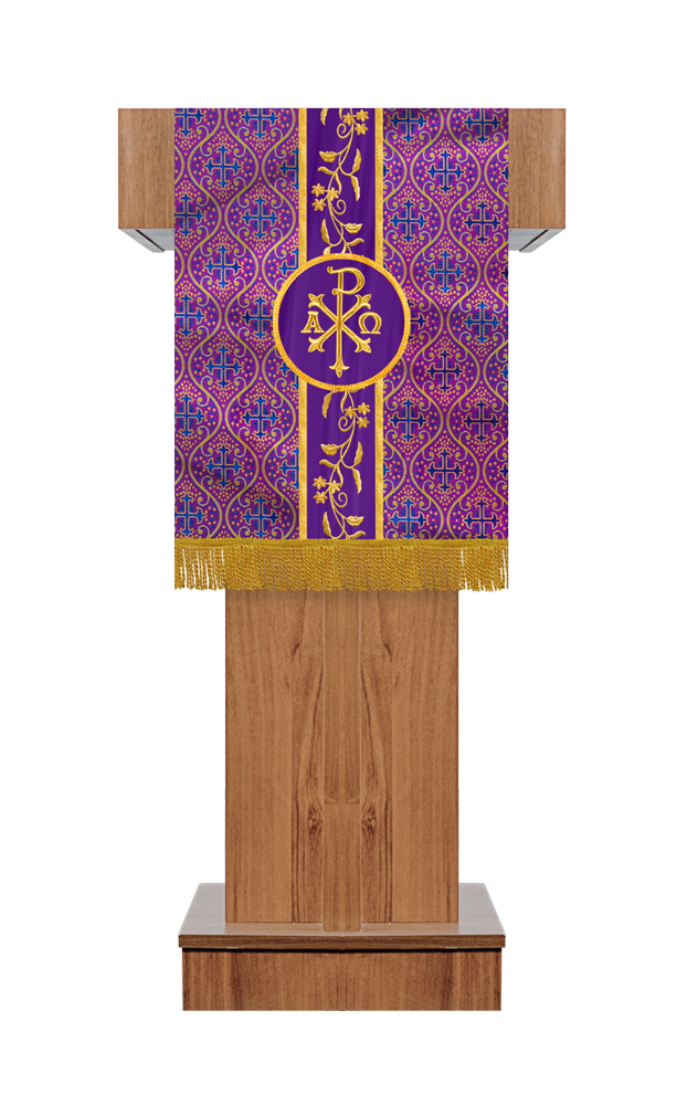 PULPIT/LECTERN WITH ADORNED FLORAL TRIM