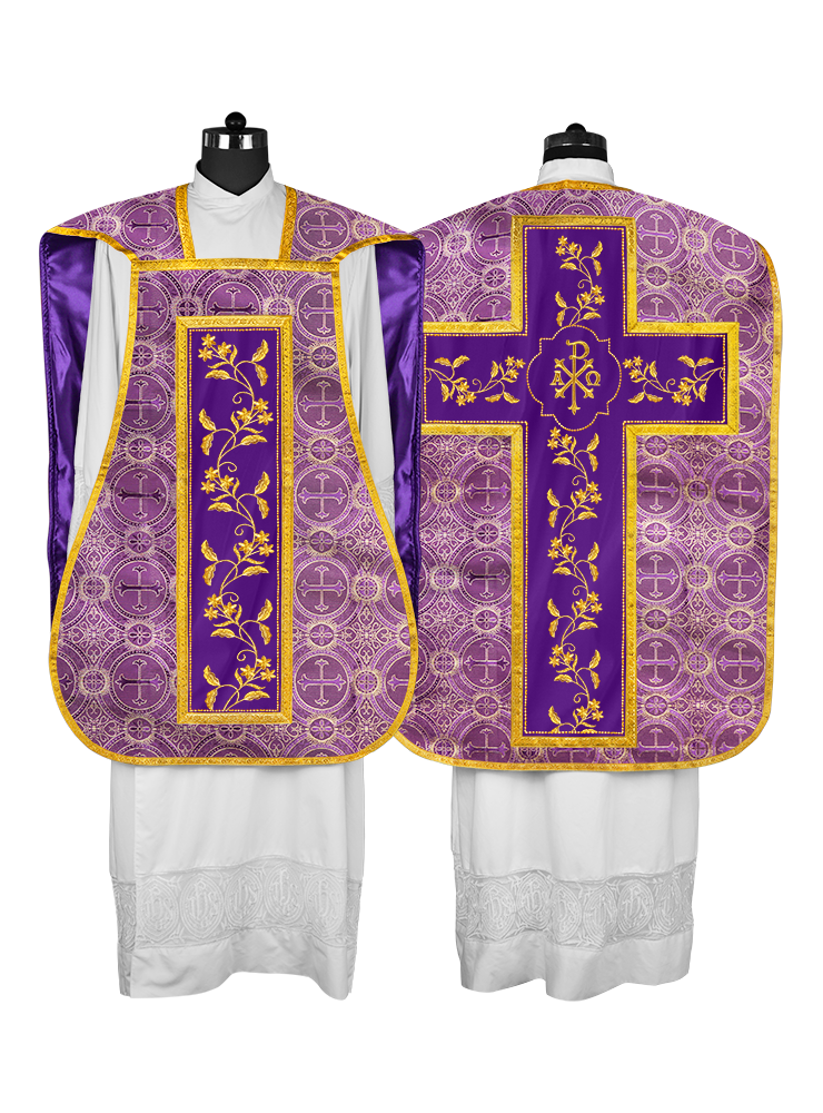 Elegant Roman chasuble vestment - Floral collection