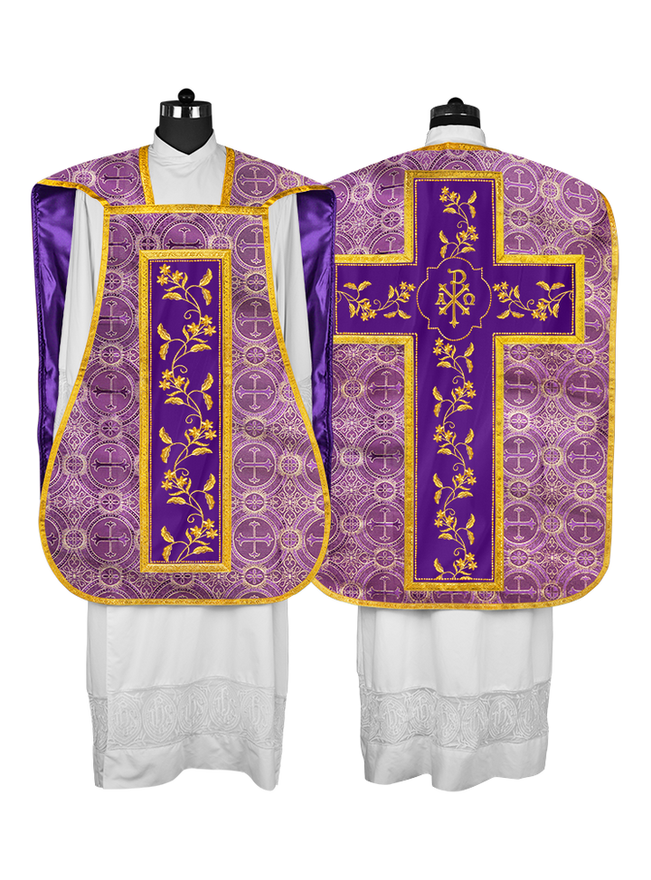 Elegant Roman chasuble vestment - Floral collection