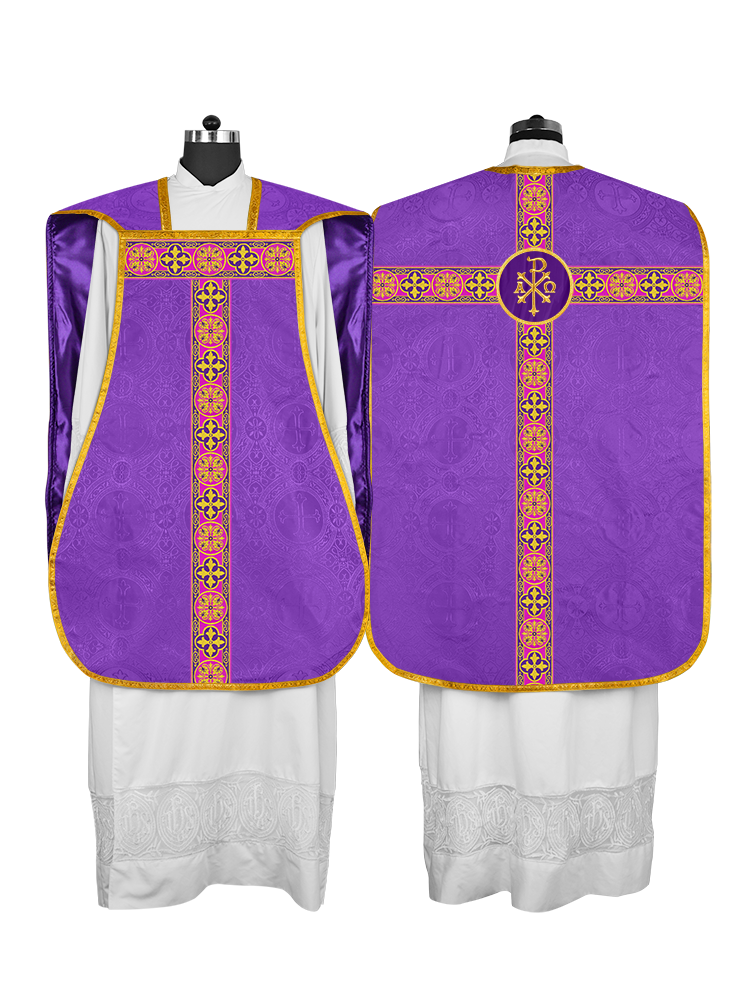 Roman Fiddleback Vestment with Motifs and Braided Trims