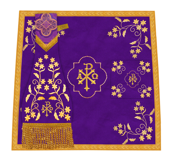 Beautiful mass set with golden embroidery - Floral collection