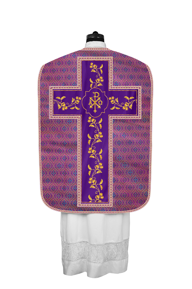 Roman Chasuble vestment with Floral Design and Trims