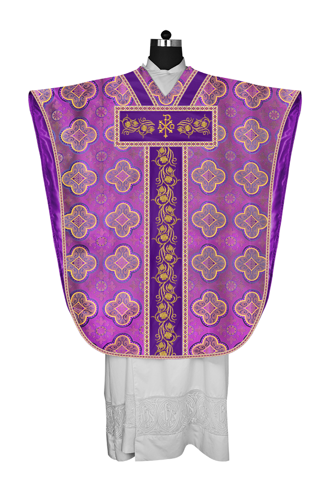 BORROMEAN CHASUBLE VESTMENT WITH GRAPES EMBROIDERY AND TRIMS