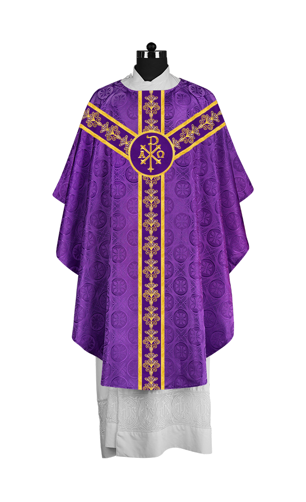 Priest Chasuble Vestment with Liturgical Embroidered Motif