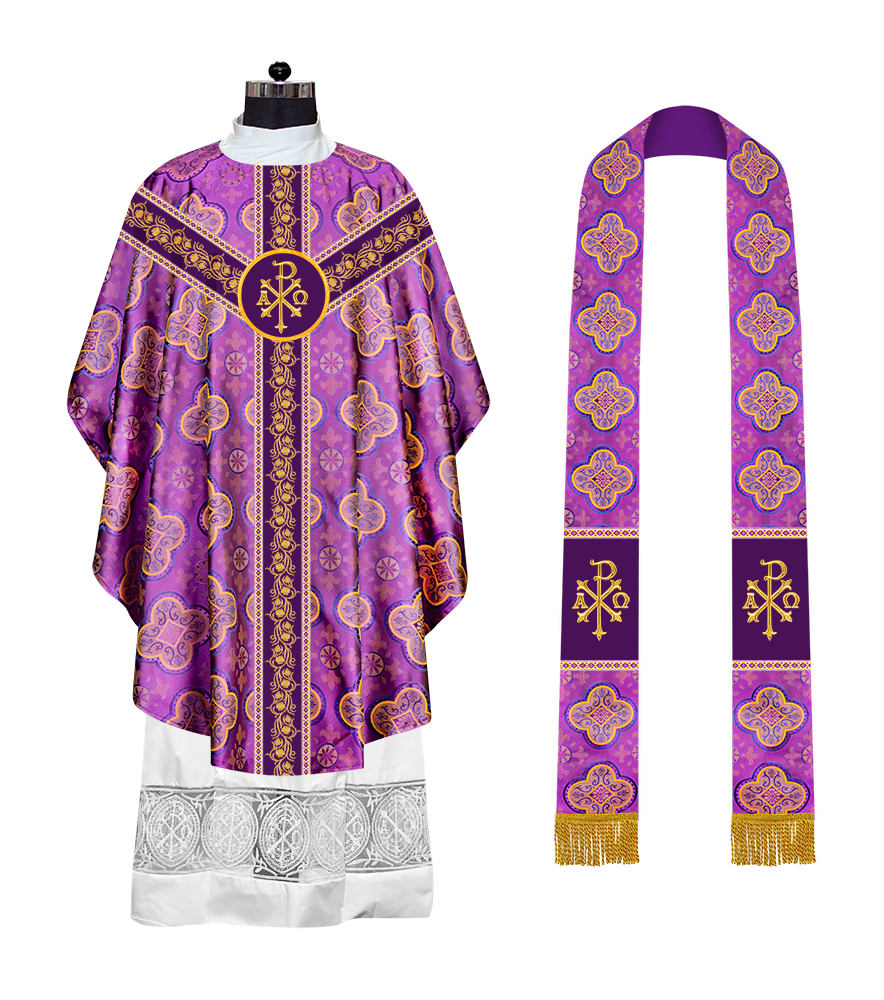 EMBROIDERED GOTHIC CHASUBLE ADORNED WITH GRAPES DESIGN