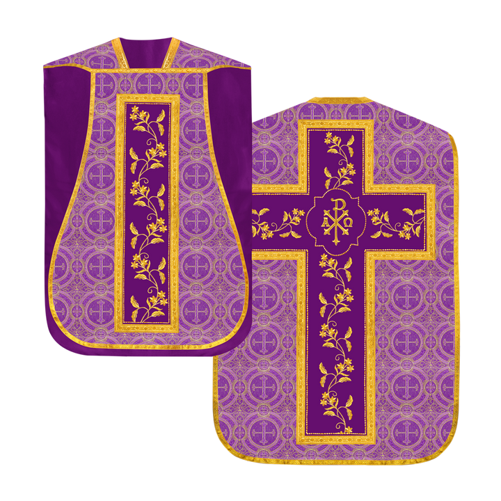 Elegant Roman chasuble vestment - Floral collection