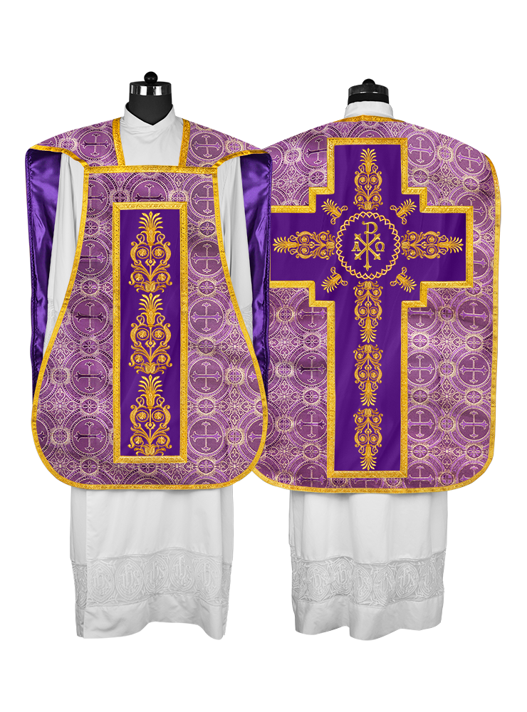 Elegant Roman Fiddleback Chasuble Vestment - Victoria Collection