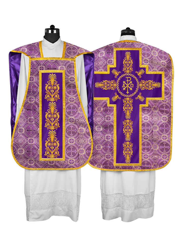 Elegant Roman Fiddleback Chasuble Vestment - Victoria Collection