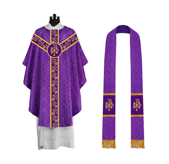 Gothic Chasuble with Embroidered Orphrey and Motifs