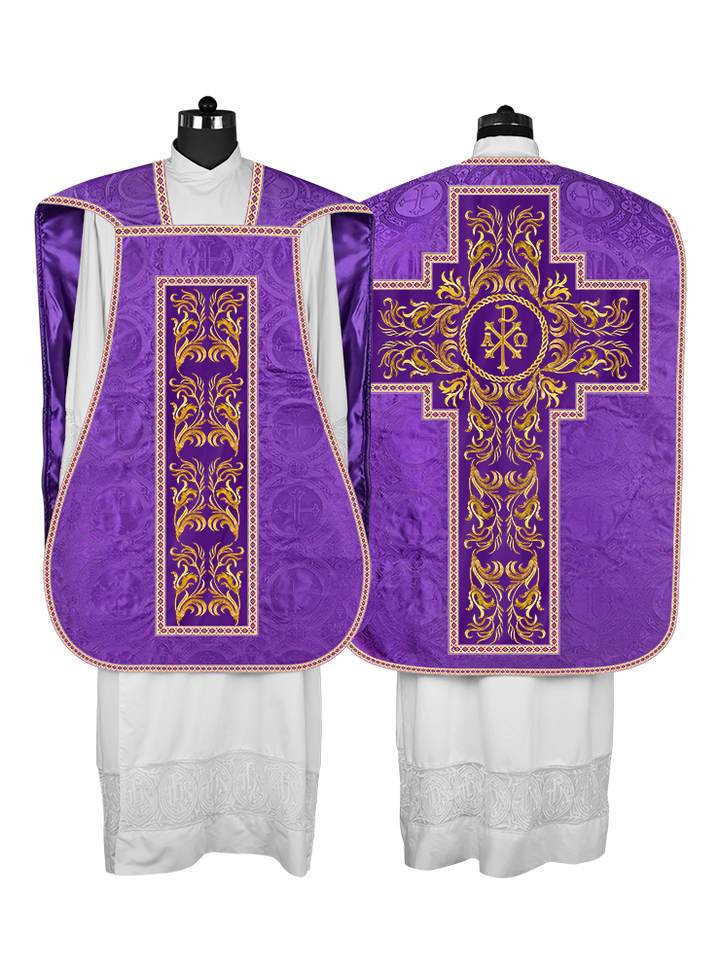 Roman Chasuble Vestment  with Woven Braids and Trims