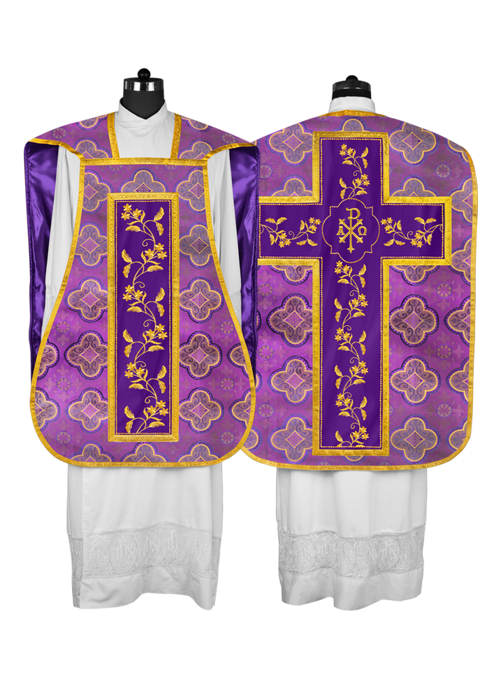 Elegant Roman chasuble vestment - Floral collection
