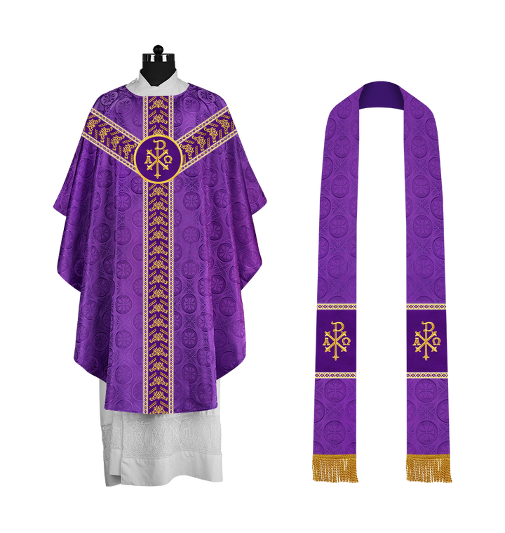 Liturgical Gothic Chasuble with Fine Embroidery Motif