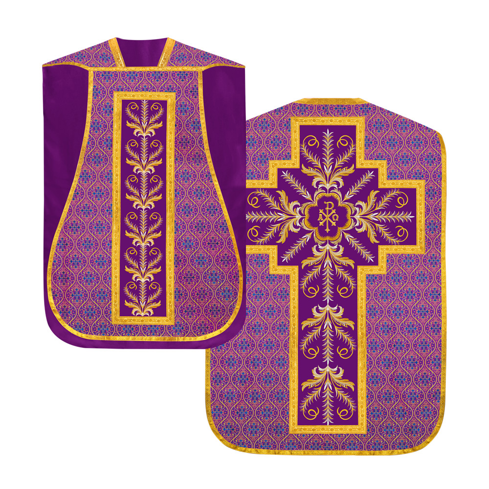 Set of Four Roman Chasuble with liturgical motifs