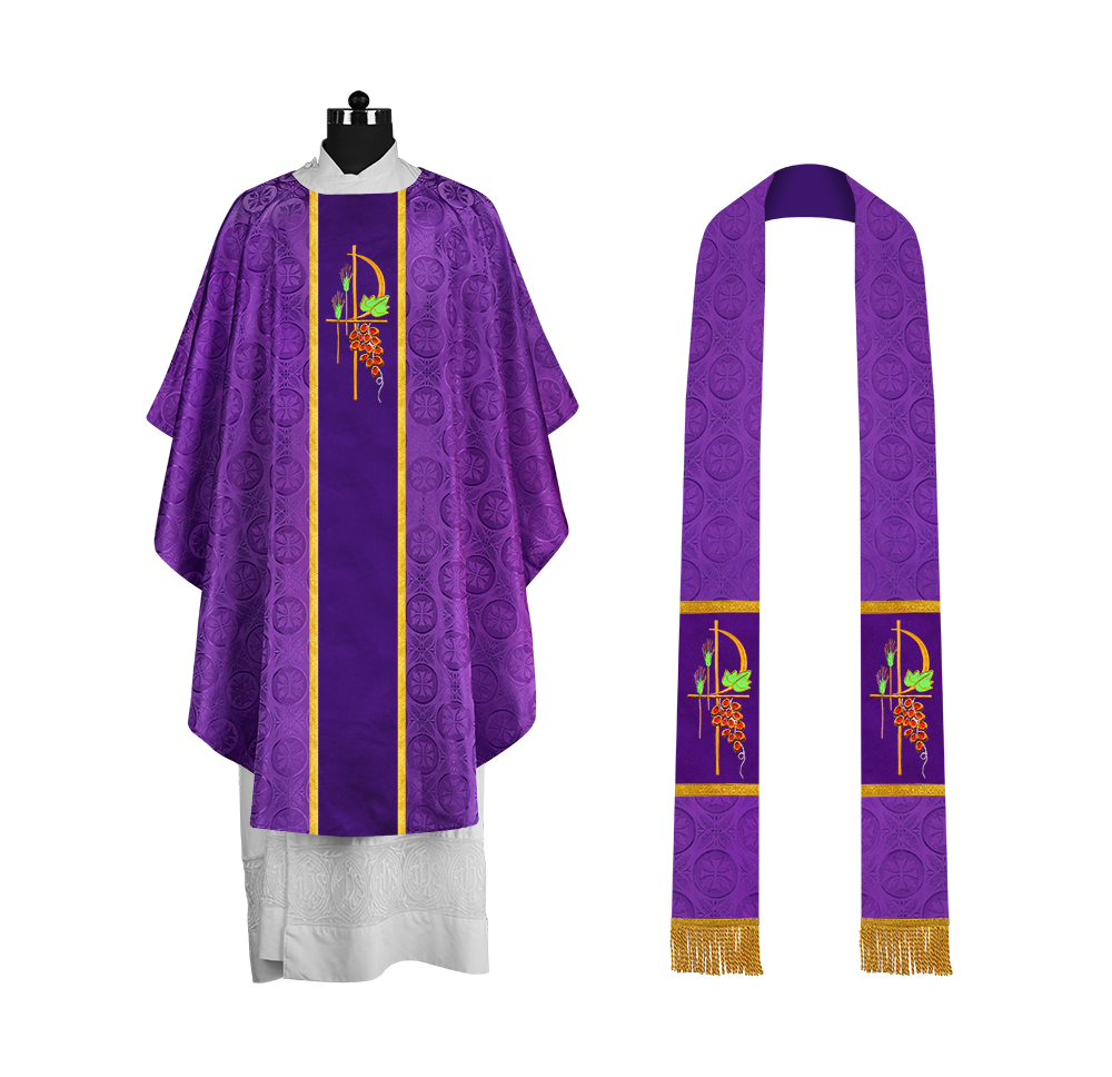 Gothic Chasuble with Elegant Embroidered Liturgical Motif