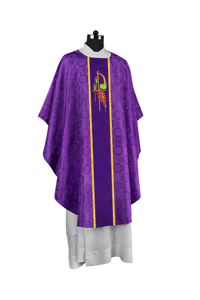 Gothic Chasuble with Elegant Embroidered Liturgical Motif