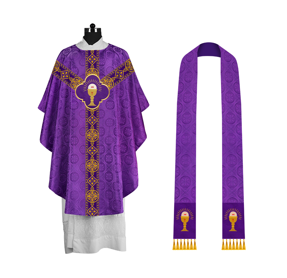 Gothic Liturgical Chasuble with Woven Braids and Spiritual Motif