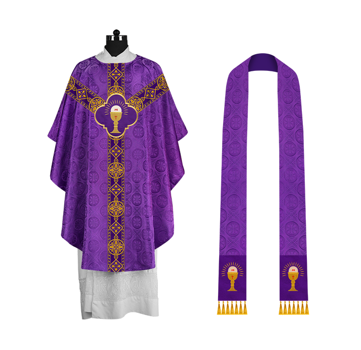 Gothic Liturgical Chasuble with Woven Braids and Spiritual Motif