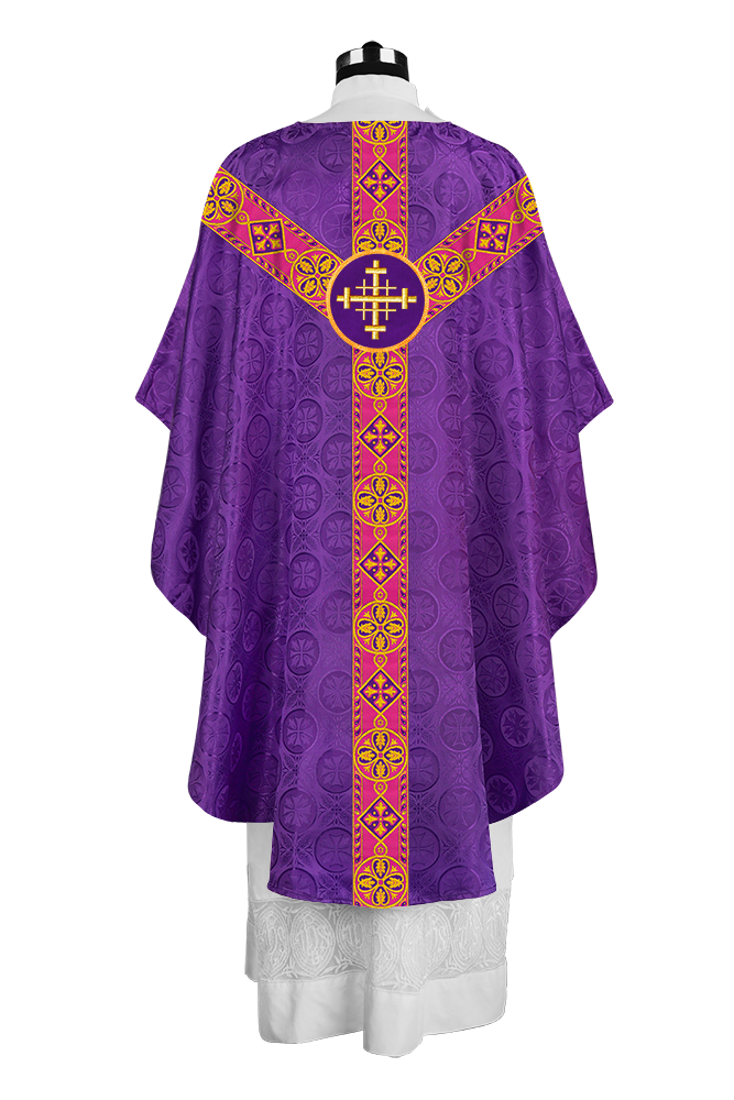 Elegant Gothic Chasuble with Ornate Braided Orphrey