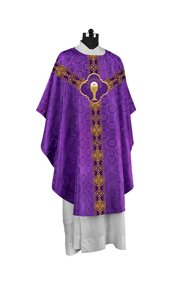 Gothic Liturgical Chasuble with Woven Braids and Spiritual Motif
