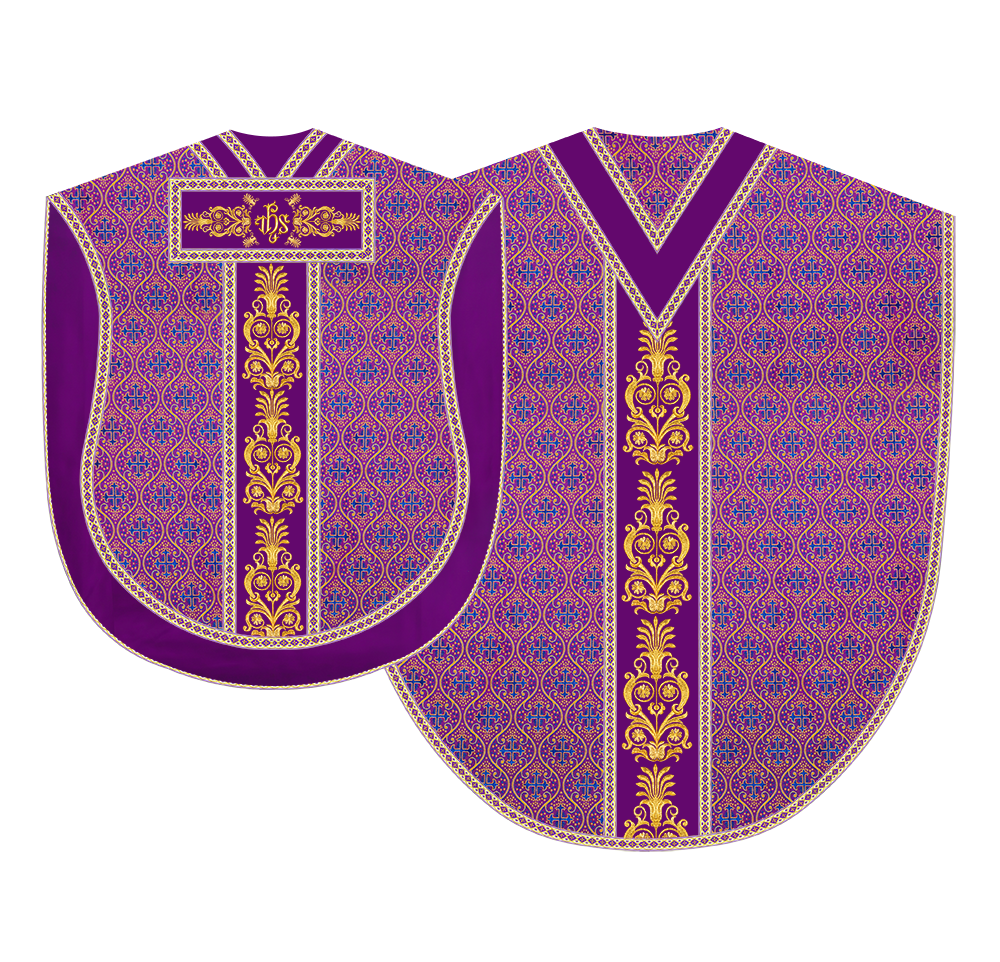 BORROMEAN CHASUBLE VESTMENT WITH DETAILED BRAIDS AND TRIMS